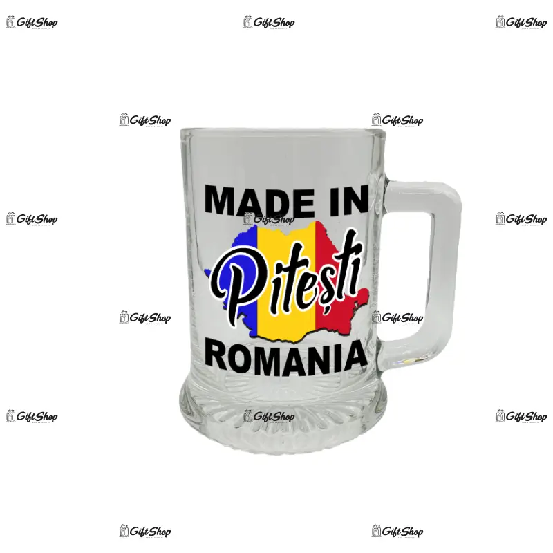 Made in pitesti romania, halba cu mesaj